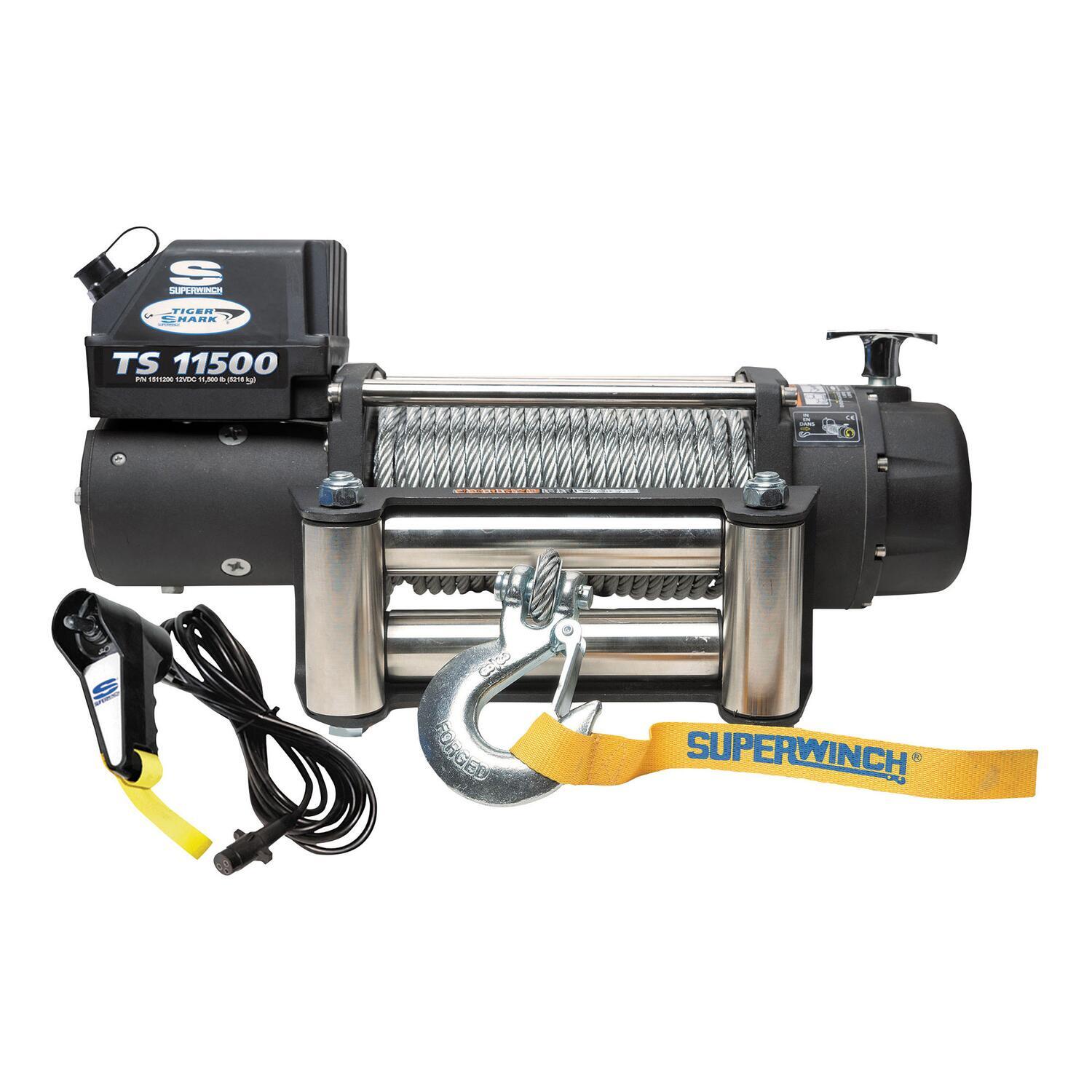Tiger Shark 11500 11500lb 12V DC Winch with Steel Wire Rope Black - 15