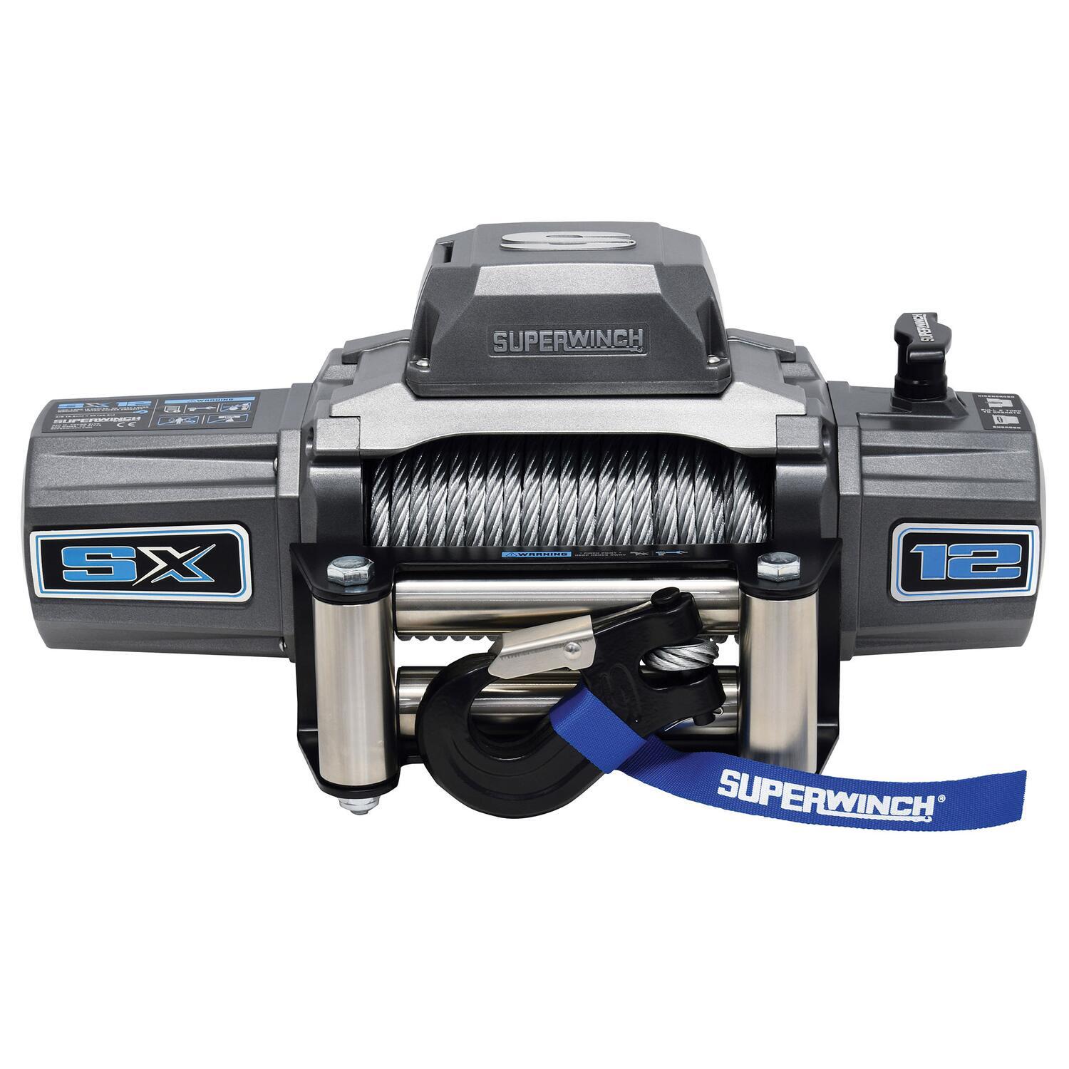 SX12 12000lb 12V DC Winch with Steel Wire Rope Graphite - 1712200