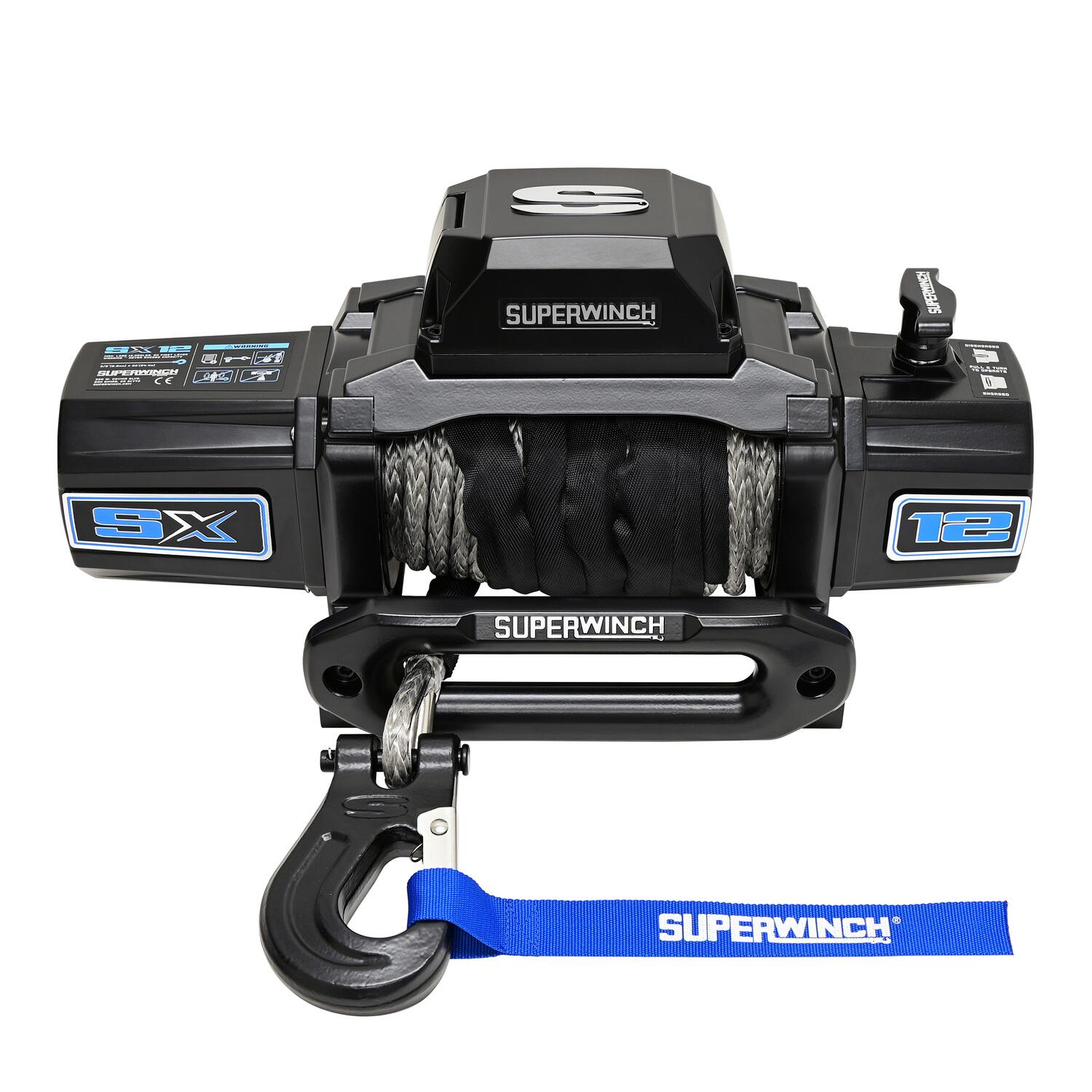 SX12SR 12000lb 12V DC Winch with Synthetic Rope Black - 1712204