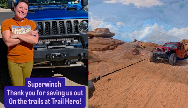 Jeep superwinch on dirt road