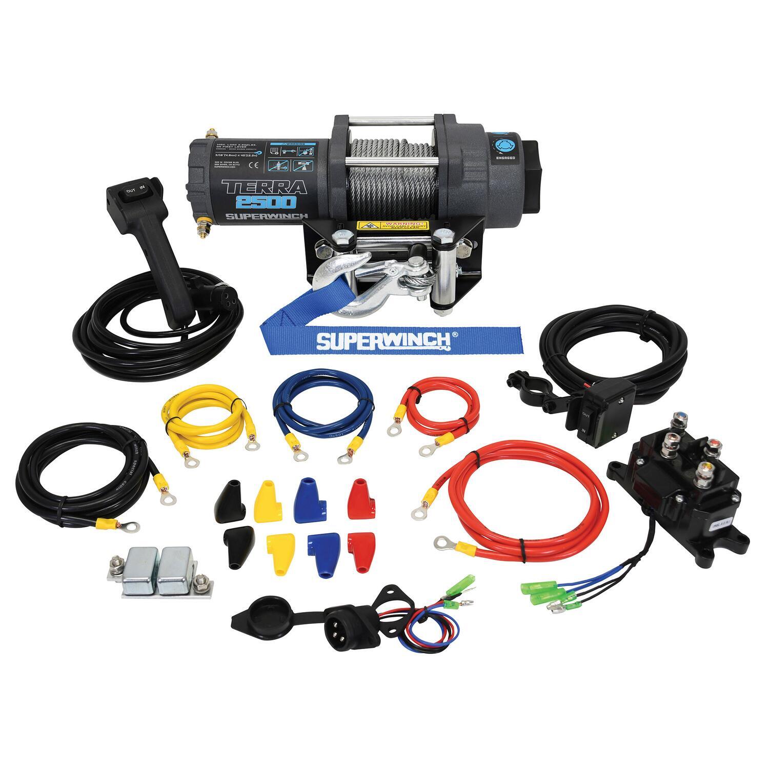 Terra 2500 Powersports 2500lb 12V DC Winch with Steel Wire Rope Textur