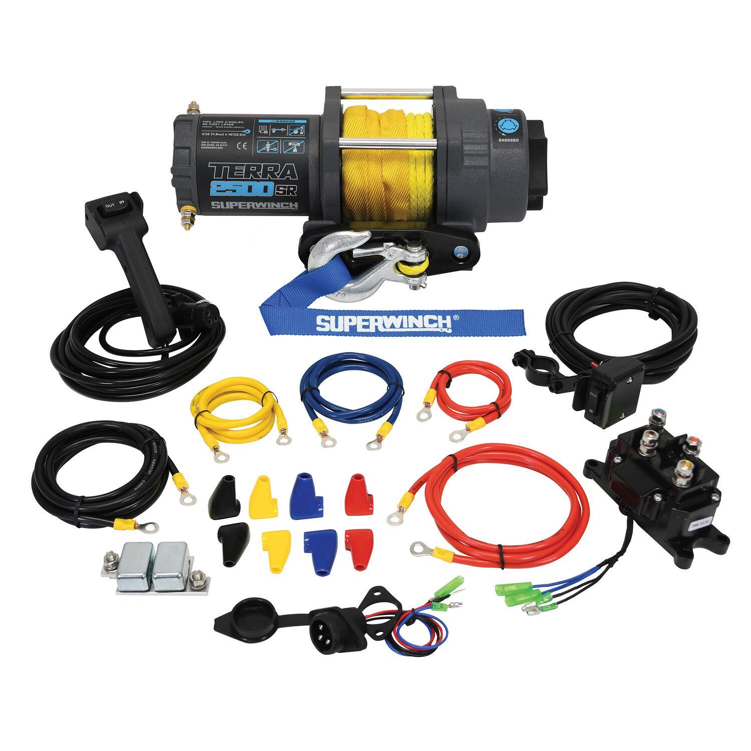 Terra 2500SR Powersports 2500lb 12V DC Winch with Synthetic Rope Textu