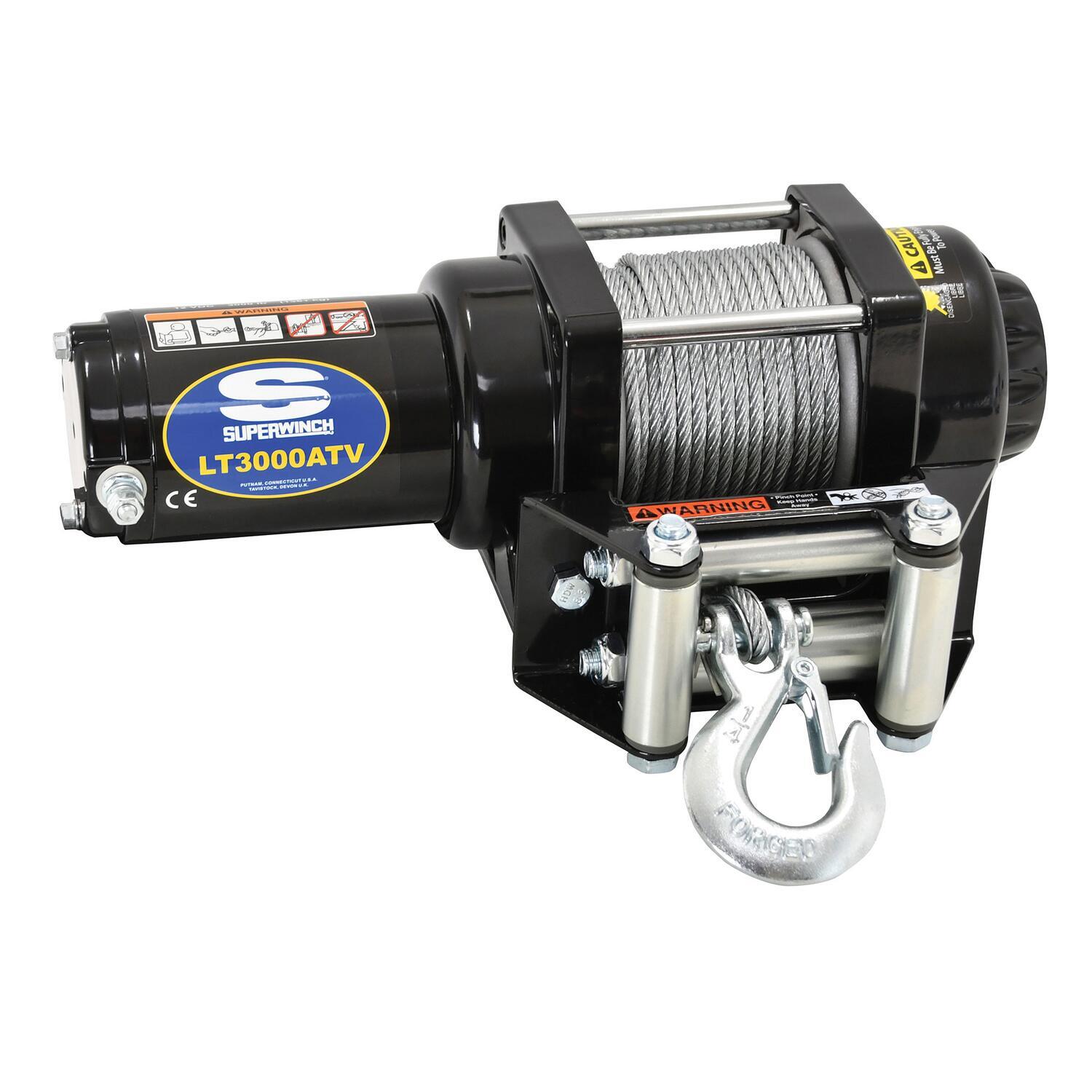 LT3000 3000lb 12V DC Winch with Steel Wire Rope Black - 1130220