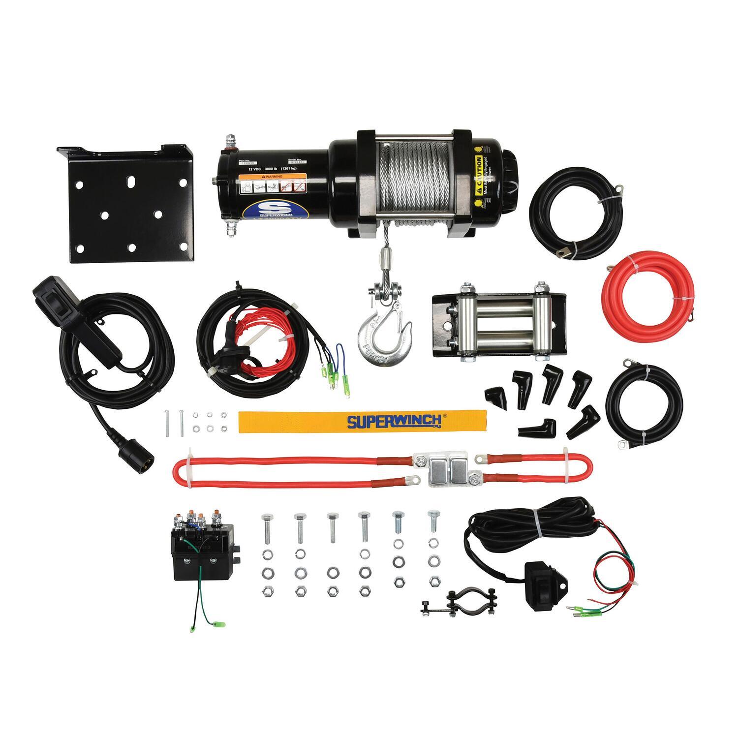 LT3000 3000lb 12V DC Winch with Steel Wire Rope Black - 1130220