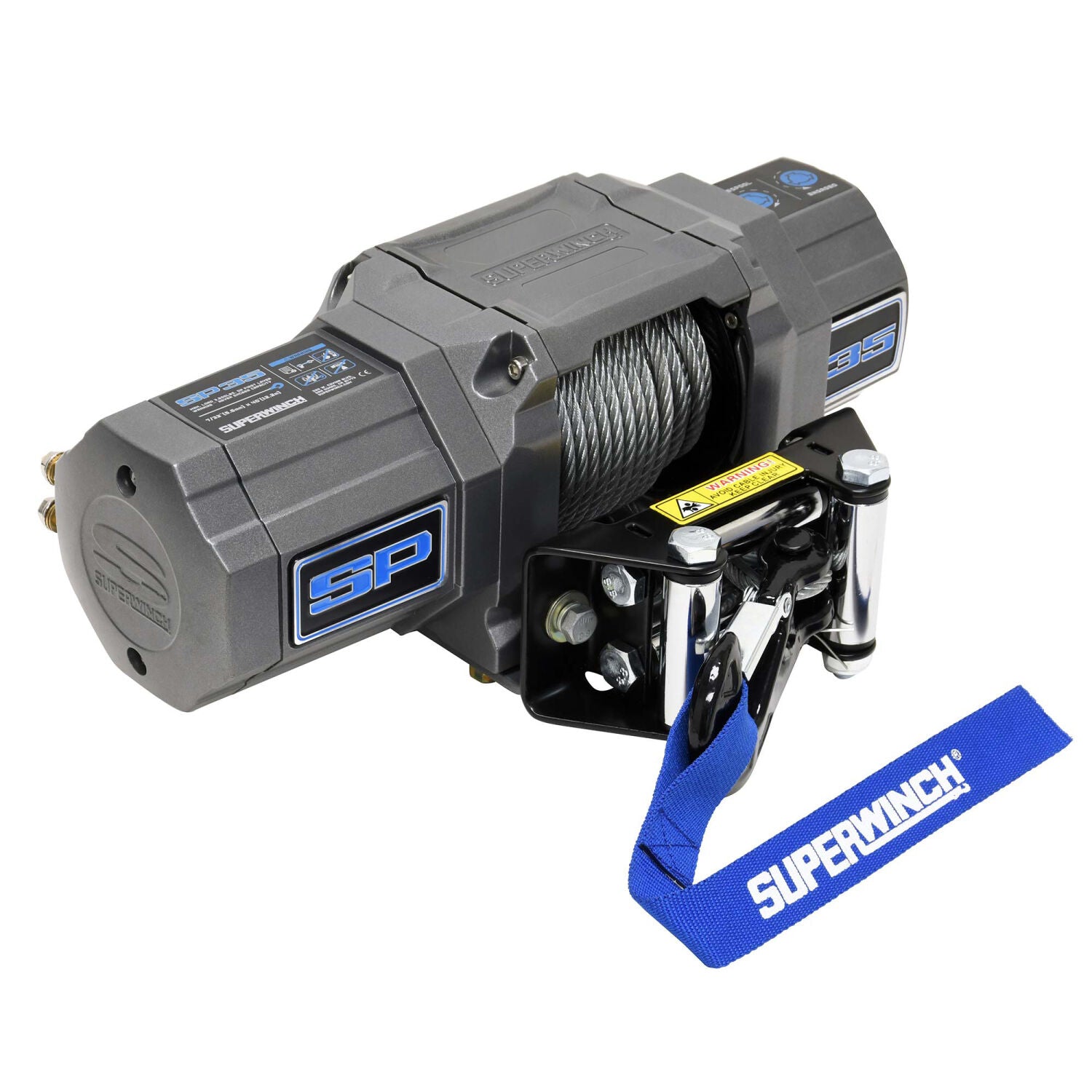 SP 35 Powersports 3500lb 12V DC Winch with Steel Wire Rope Graphite -