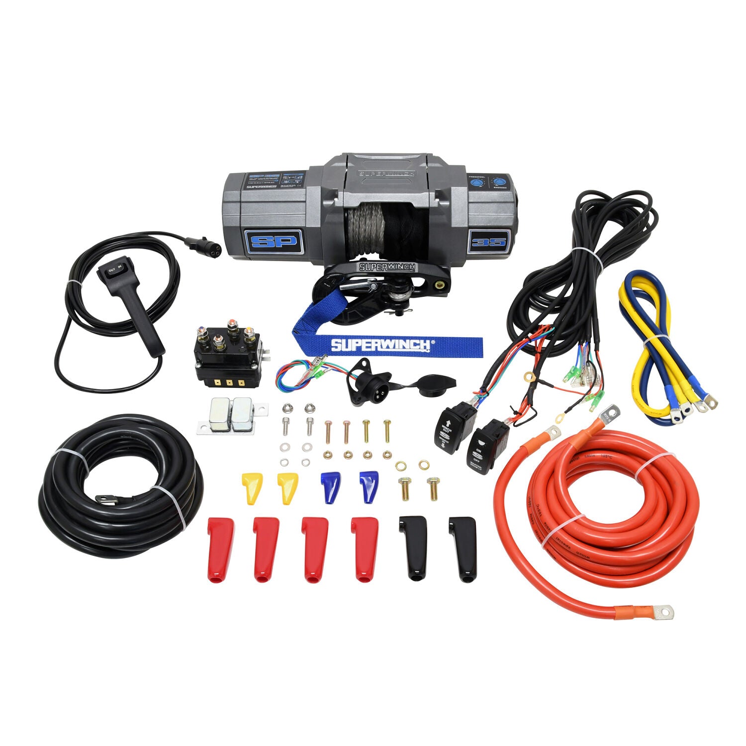 SP 35SR Powersports 3500lb 12V DC Winch with Synthetic Rope Graphite -