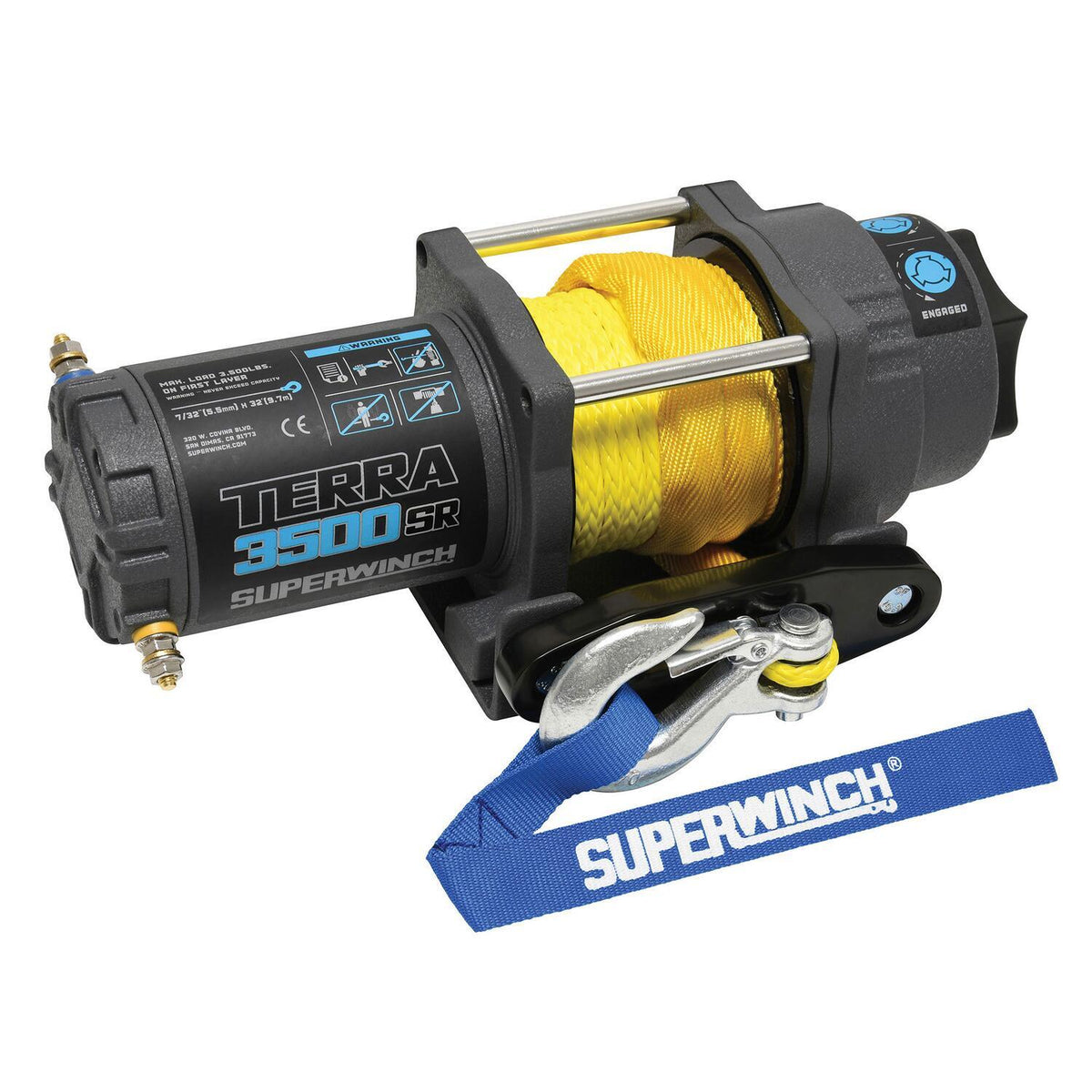 Terra 3500SR Powersports 3500lb 12V DC Winch with Synthetic Rope Textured Gray - 1135270