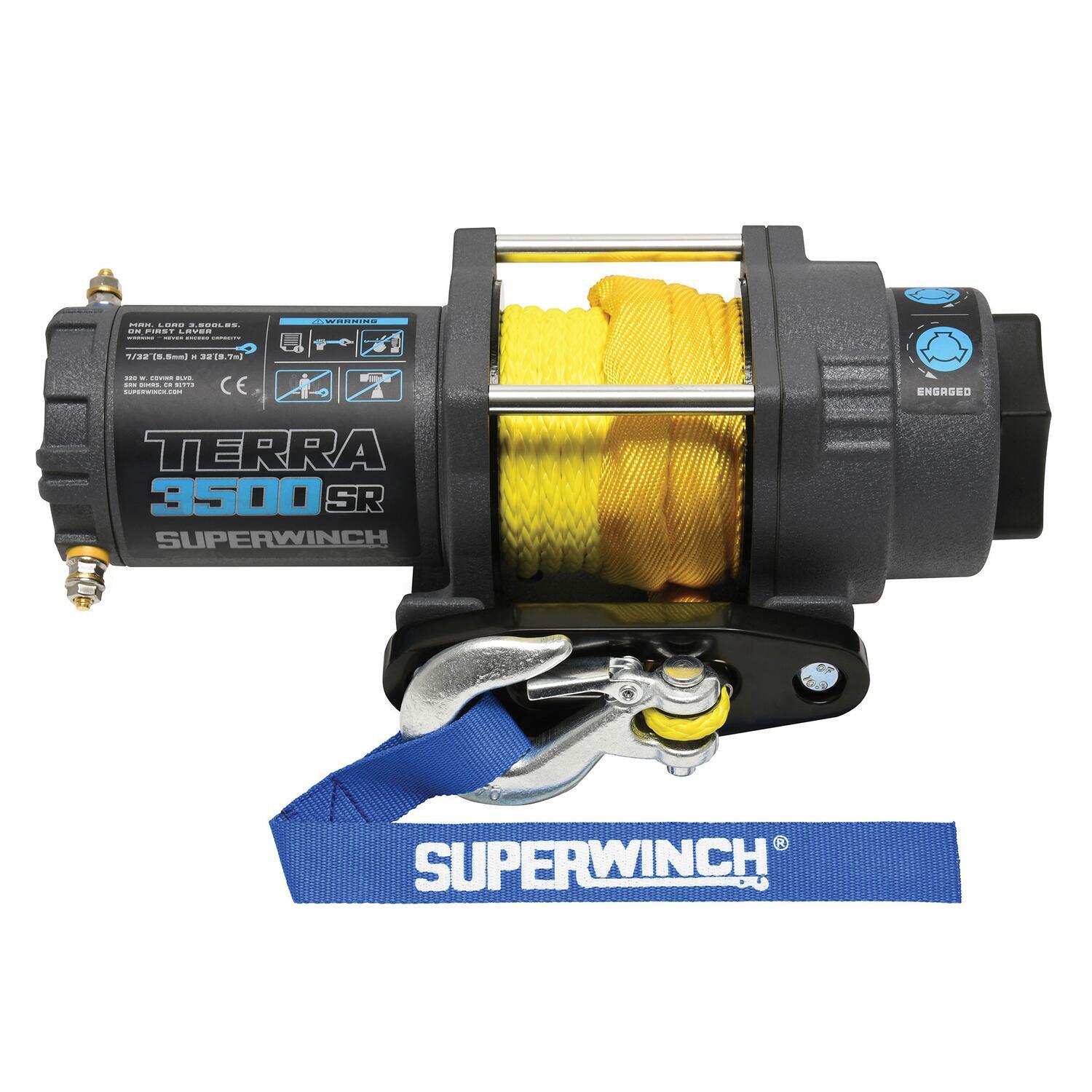 Terra 3500SR Powersports 3500lb 12V DC Winch with Synthetic Rope Textured Gray - 1135270