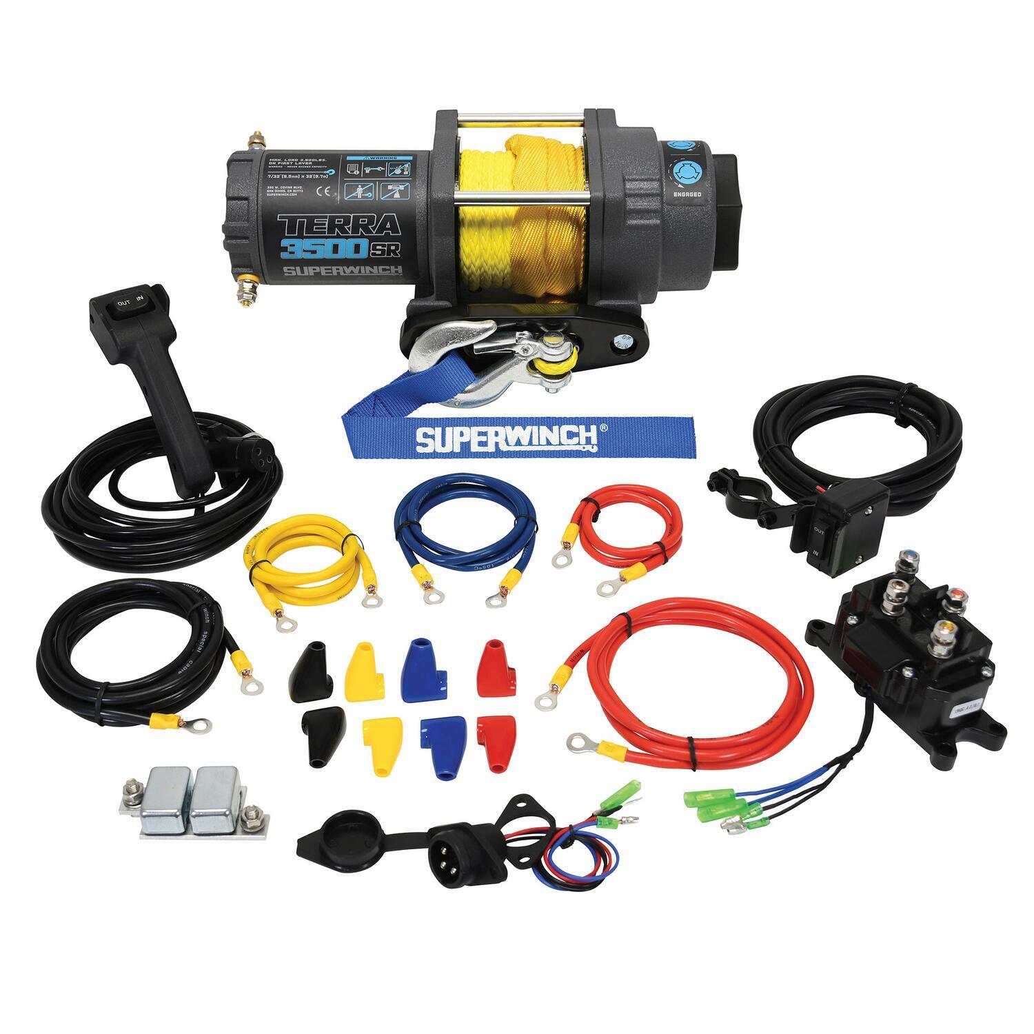 Terra 3500SR Powersports 3500lb 12V DC Winch with Synthetic Rope Textu
