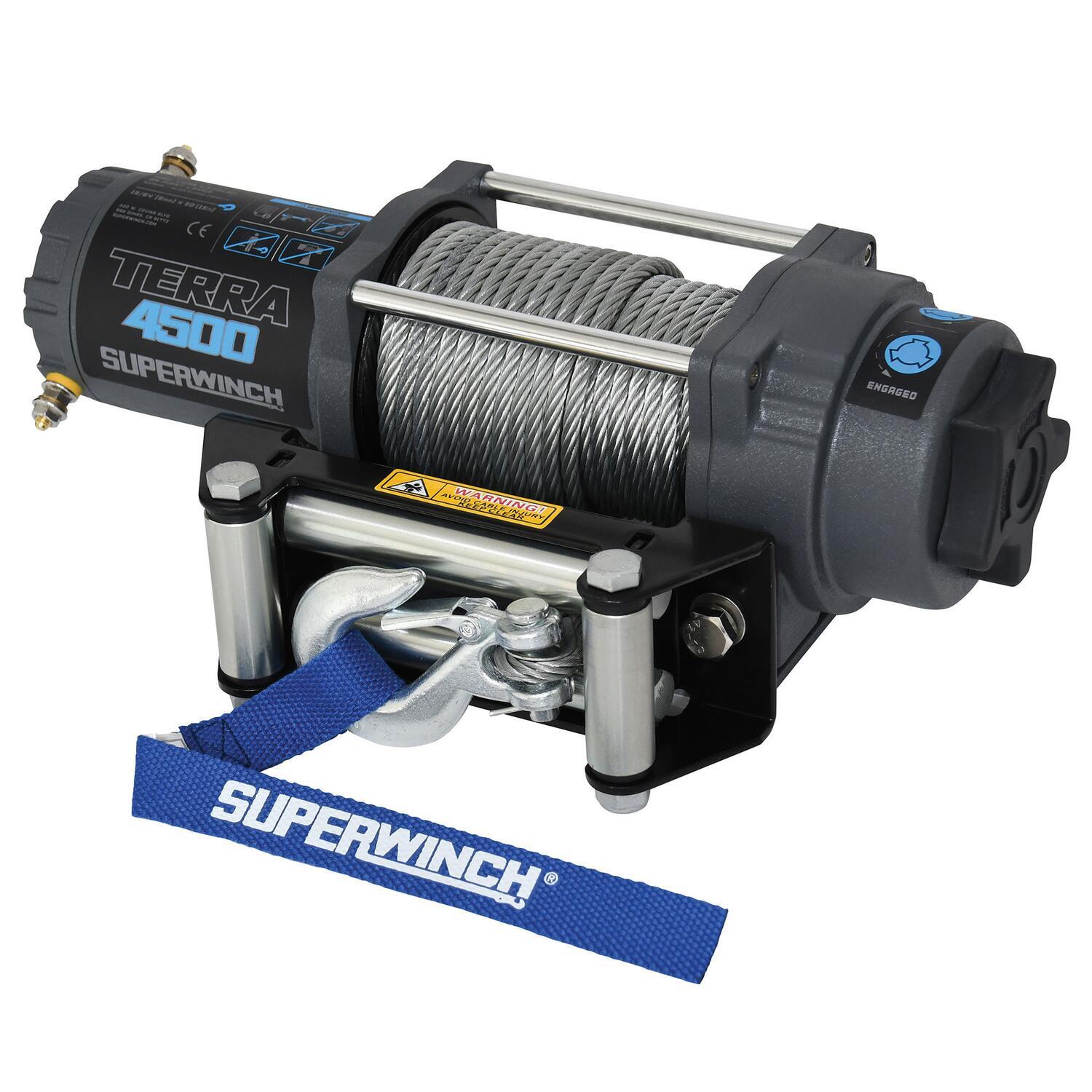 Terra 4500 Powersports 4500lb 12V DC Winch with Steel Wire Rope Textured Gray - 1145260