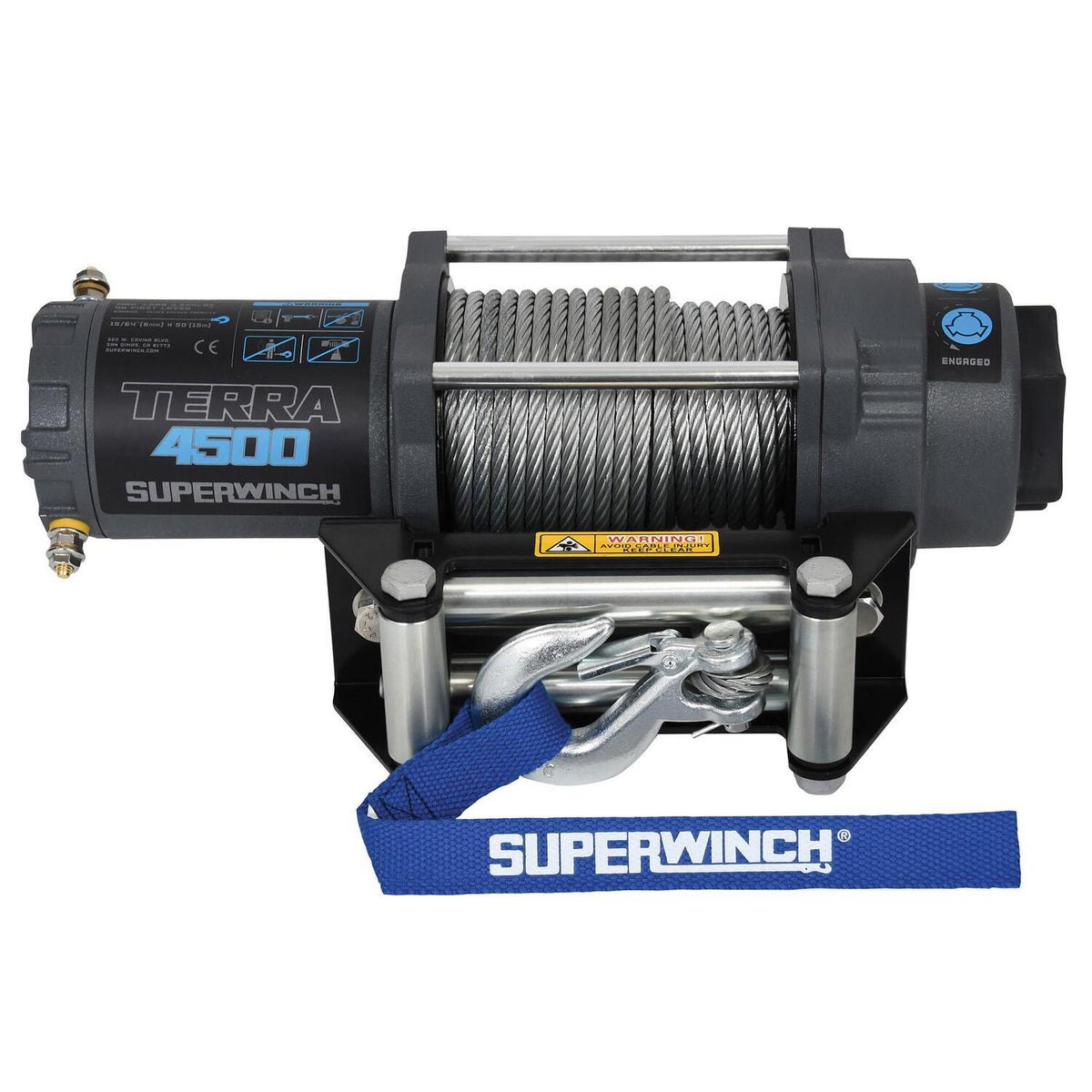 Terra 4500 Powersports 4500lb 12V DC Winch with Steel Wire Rope Textured Gray - 1145260