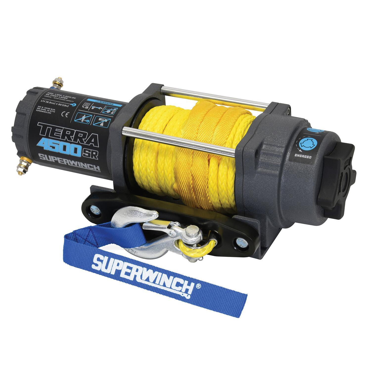 Terra 4500SR Powersports 4500lb 12V DC Winch with Synthetic Rope Textu