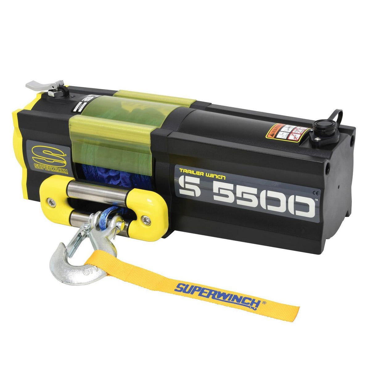 S5500SR 5500lb 12V DC Trailer Winch with Synthetic Rope Yellow - 1455201