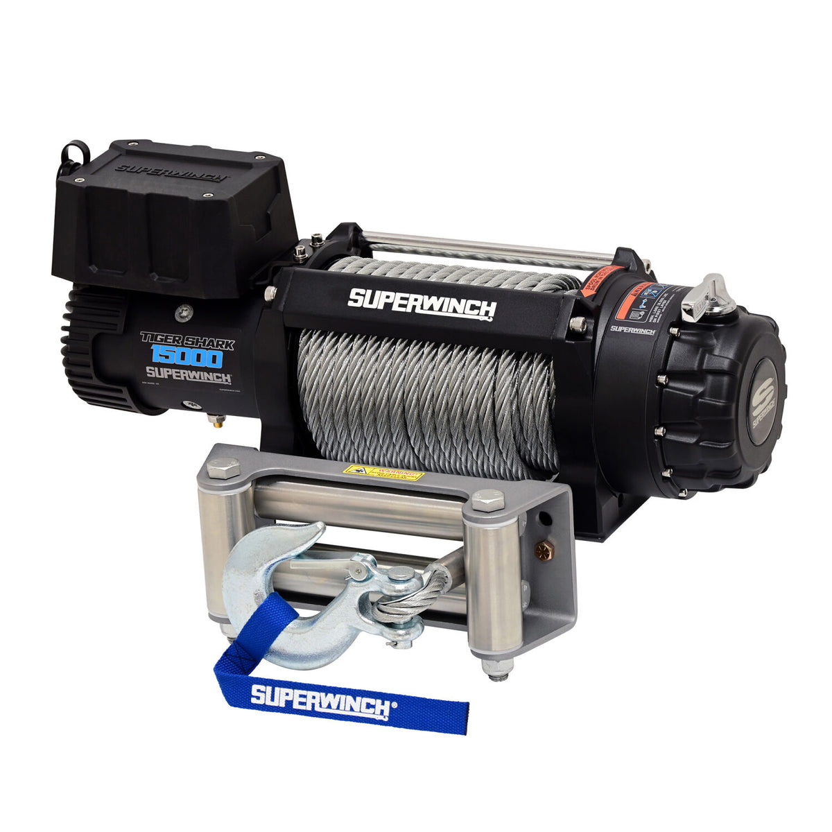 Tiger Shark 15000 15000lb 12V DC Winch with Steel Wire Rope Black - 1515000