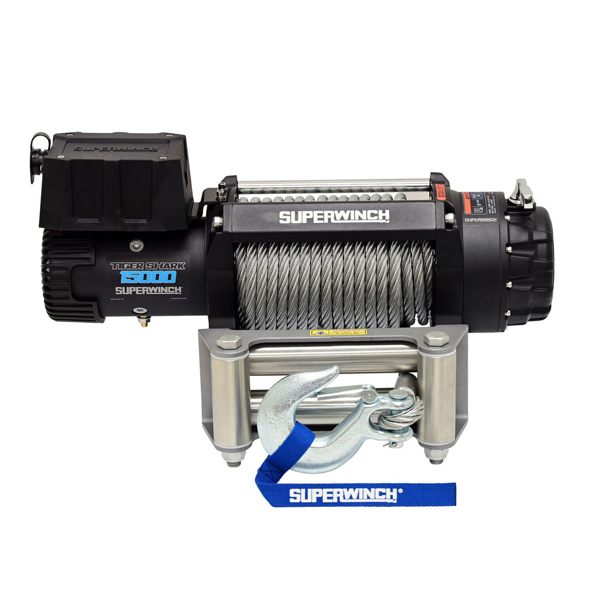 Tiger Shark 15000 15000lb 12V DC Winch with Steel Wire Rope Black - 1515000