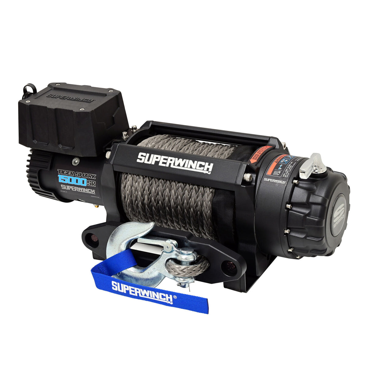 Tiger Shark 15000SR 15000lb 12V DC Winch with Synthetic Rope Black - 1515001
