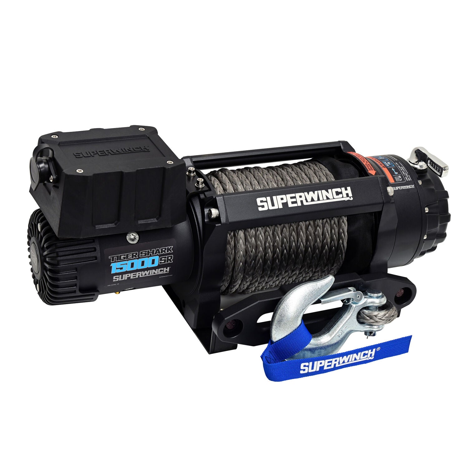 Tiger Shark 15000SR 15000lb 12V DC Winch with Synthetic Rope Black - 1
