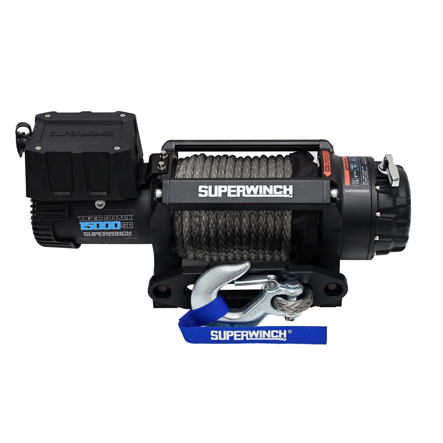 Tiger Shark 15000SR 15000lb 12V DC Winch with Synthetic Rope Black - 1515001