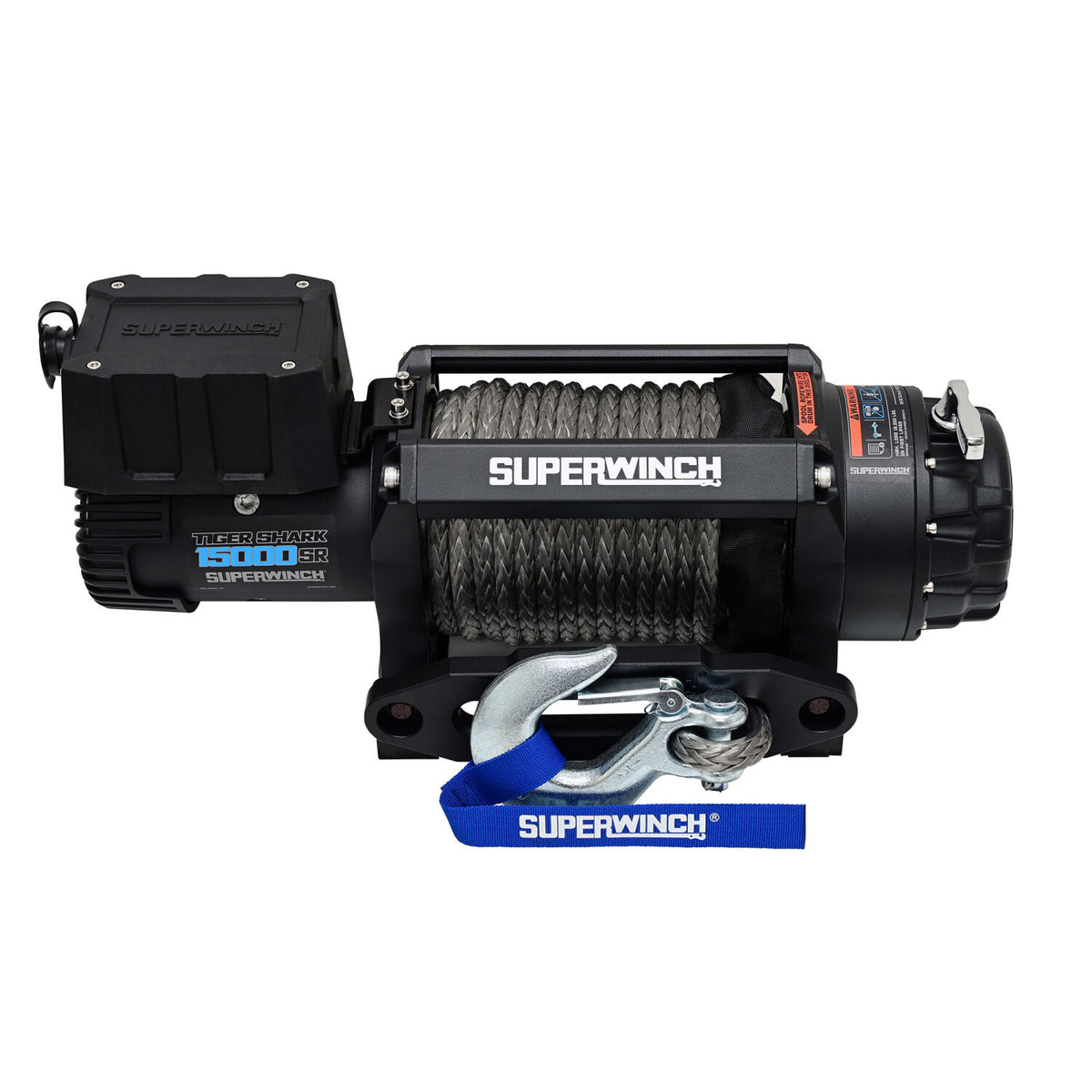 Tiger Shark 15000SR 15000lb 12V DC Winch with Synthetic Rope Black - 1515001