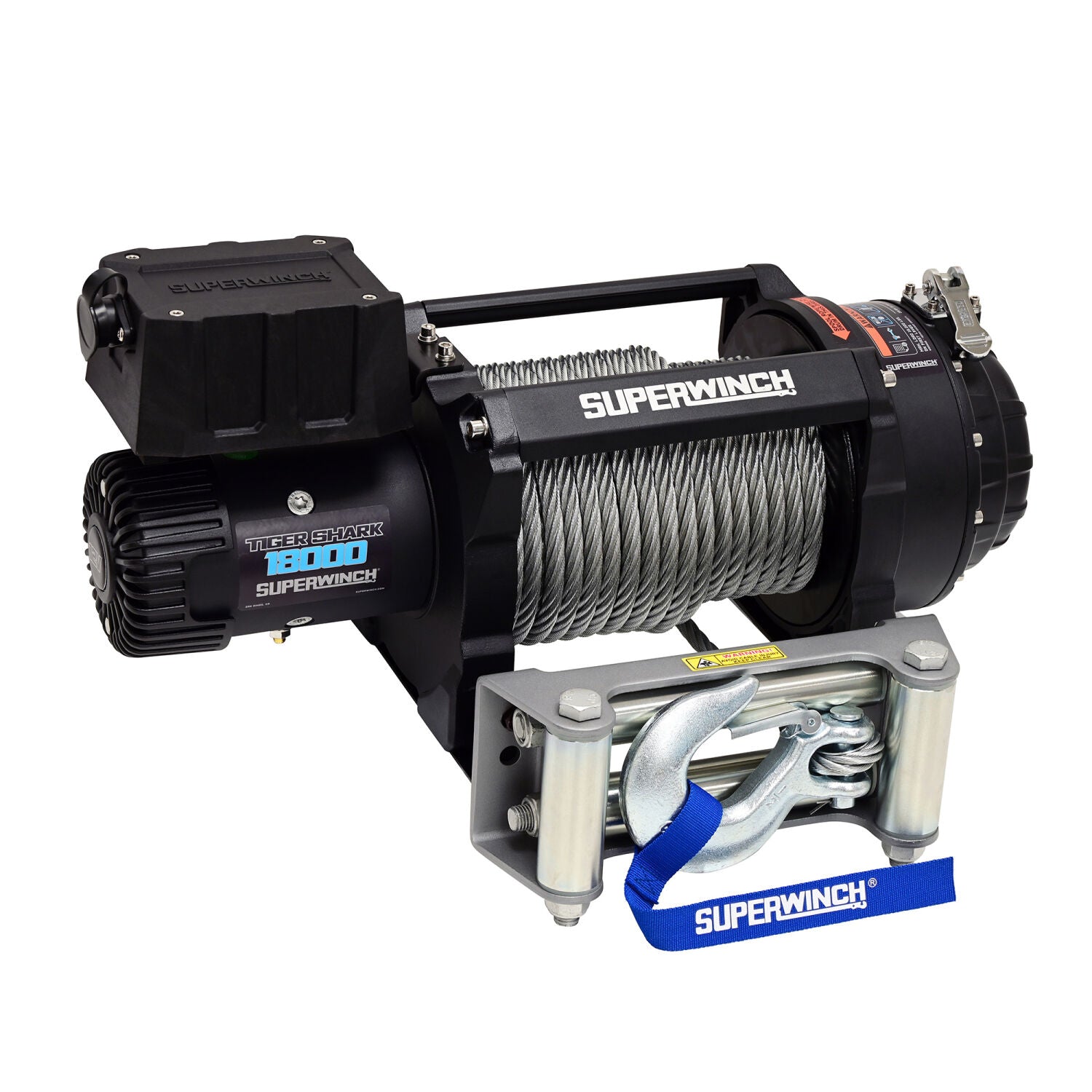 Tiger Shark 18000 18000lb 12V DC Winch with Steel Wire Rope Black - 15