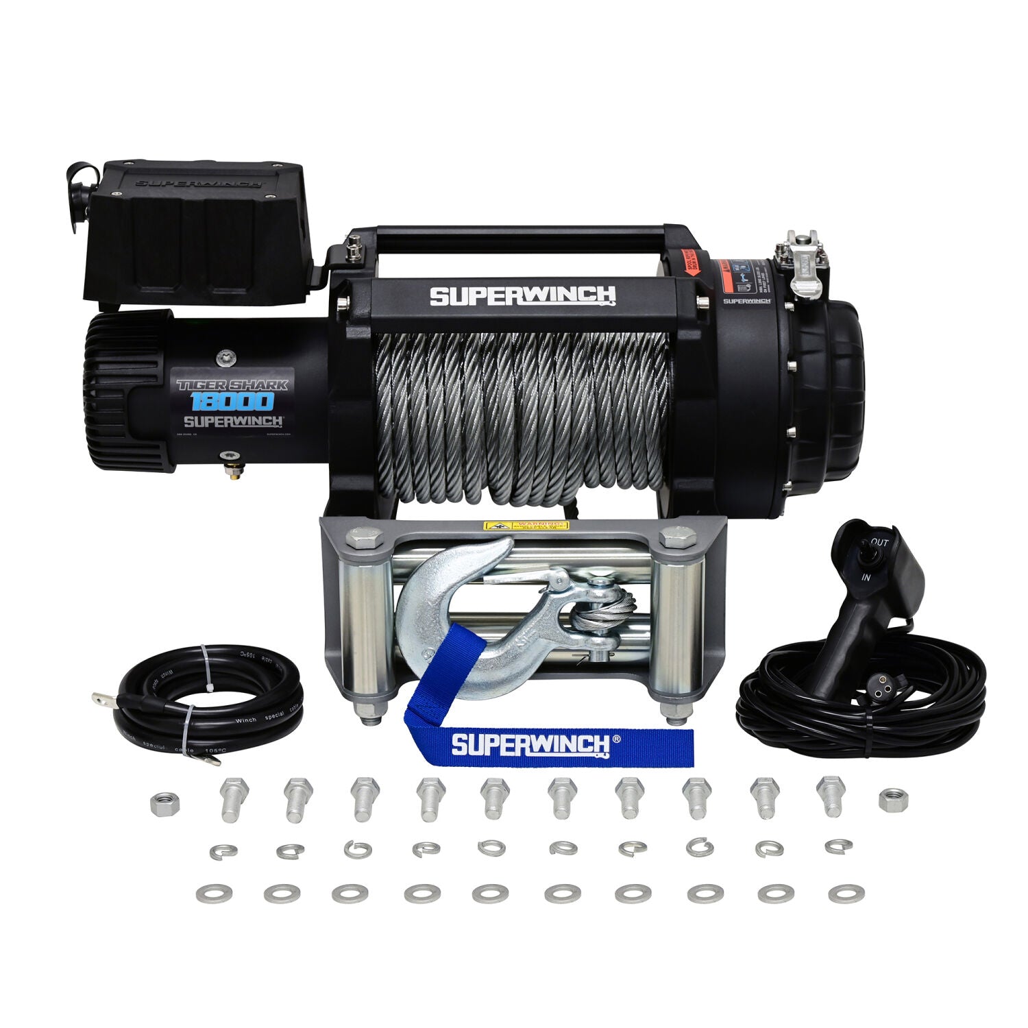 Tiger Shark 18000 18000lb 12V DC Winch with Steel Wire Rope Black - 15