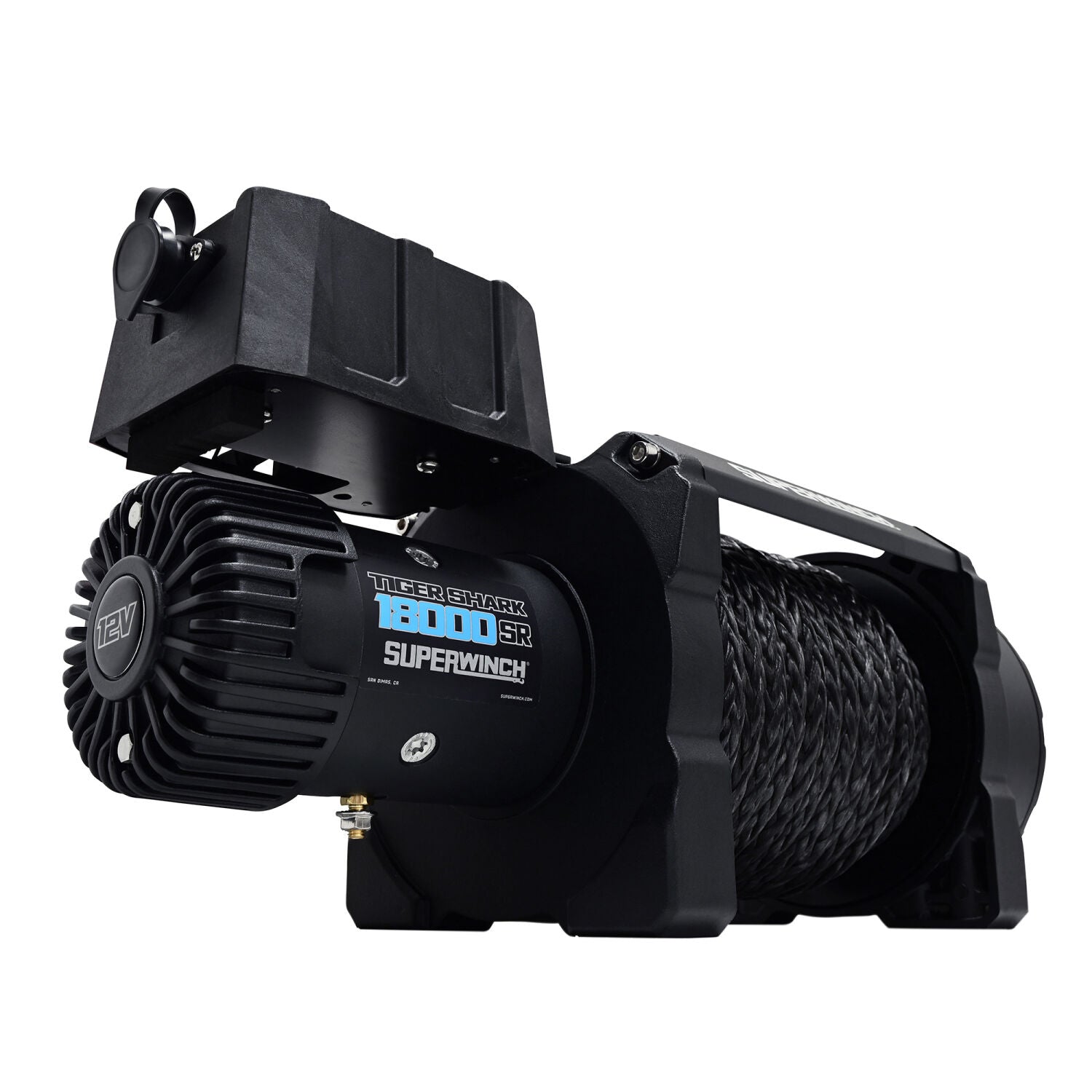 ゲンダイ Tiger Shark 18000SR 18000lb 12V DC Winch with Synthetic Rope Black - 1