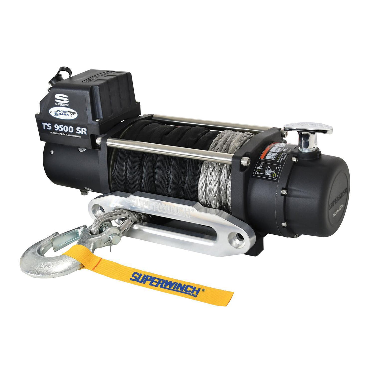 Tiger Shark 9500SR 9500lb 12V DC Winch with Synthetic Rope Black - 1595201