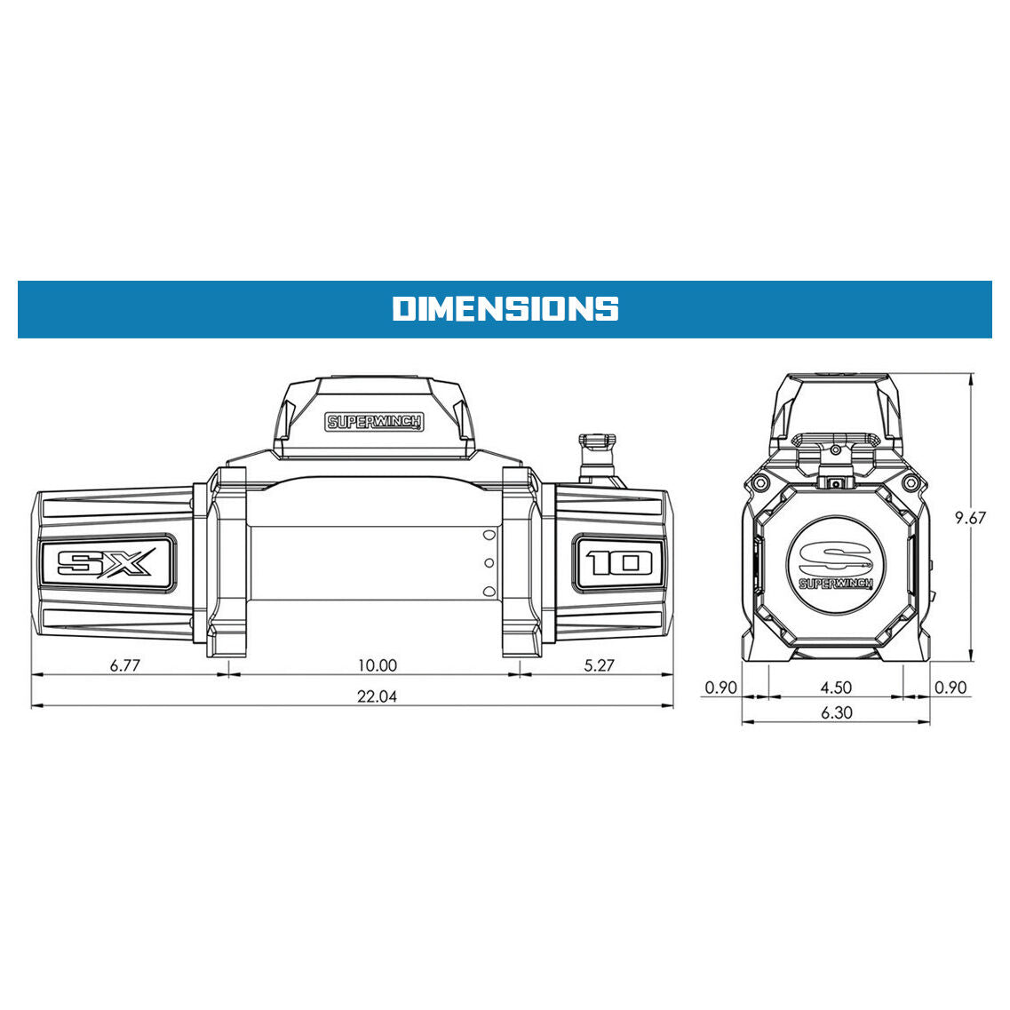 SX10SR 10000lb 12V DC Winch with Synthetic Rope Graphite - 1710201