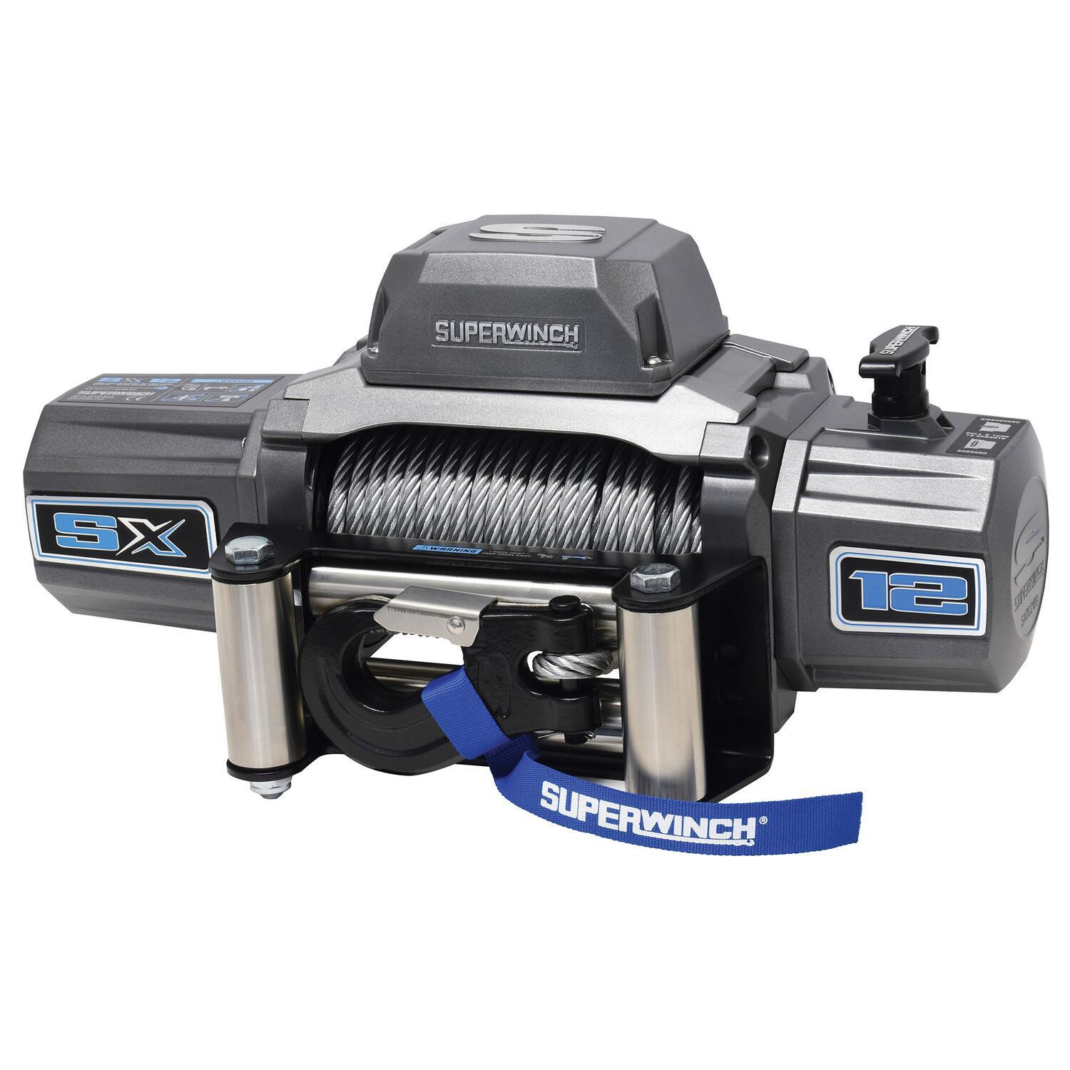 SX12 12000lb 12V DC Winch with Steel Wire Rope Graphite - 1712200