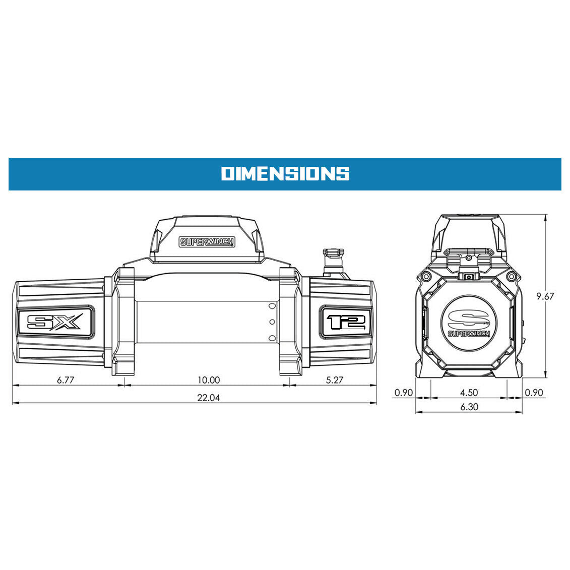 SX12SR 12000lb 12V DC Winch with Synthetic Rope Graphite - 1712201