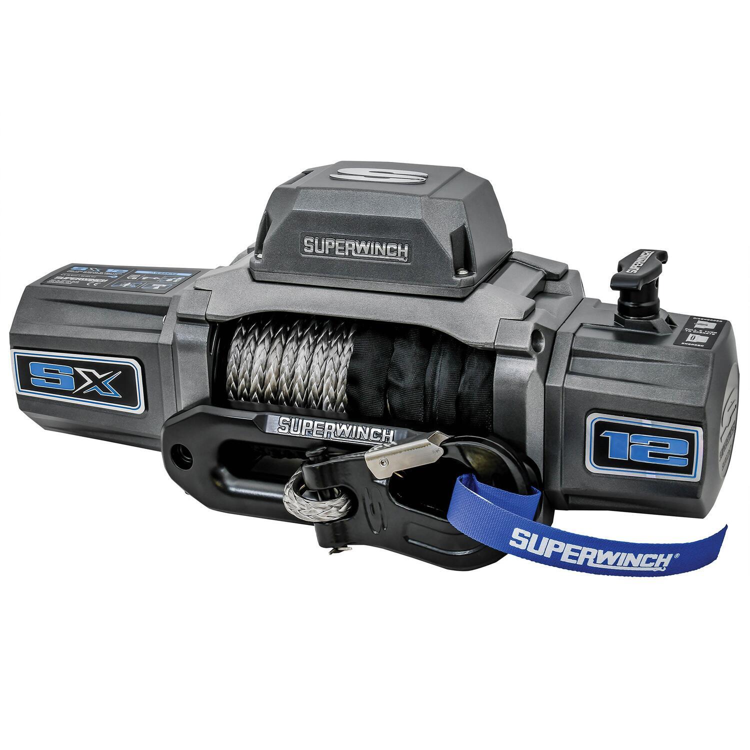 SX12SR 12000lb 12V DC Winch with Synthetic Rope Graphite - 1712201
