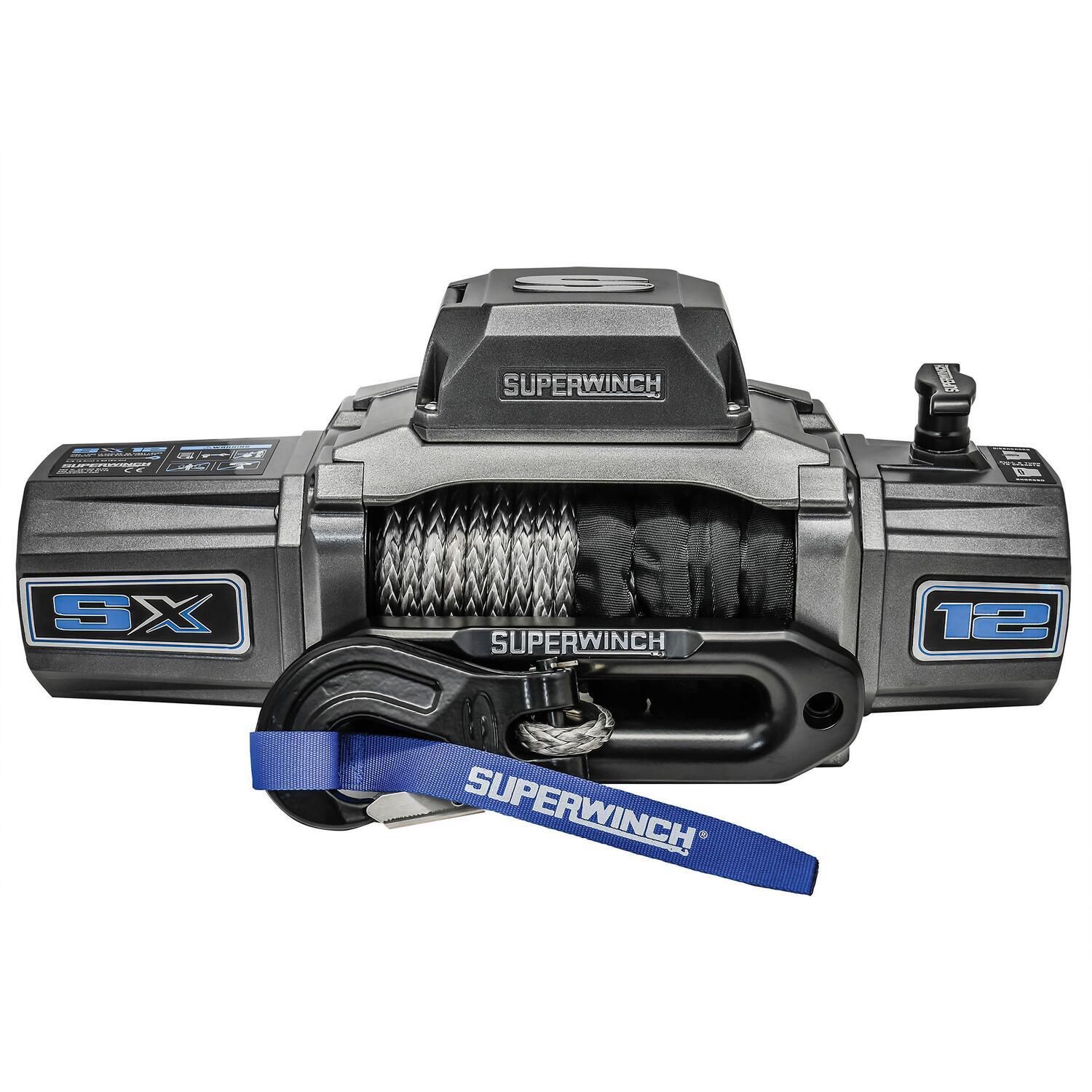 SX12SR 12000lb 12V DC Winch with Synthetic Rope Graphite - 1712201