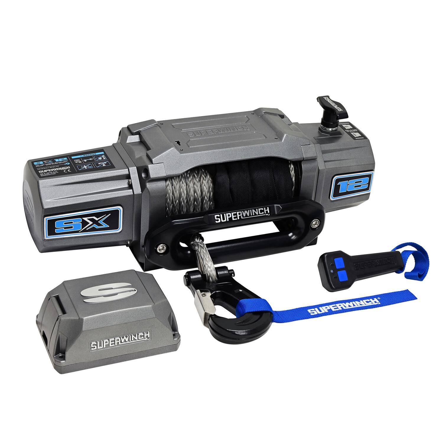 SX12SR 12000lb 12V DC Winch with Synthetic Rope Graphite - 1712201