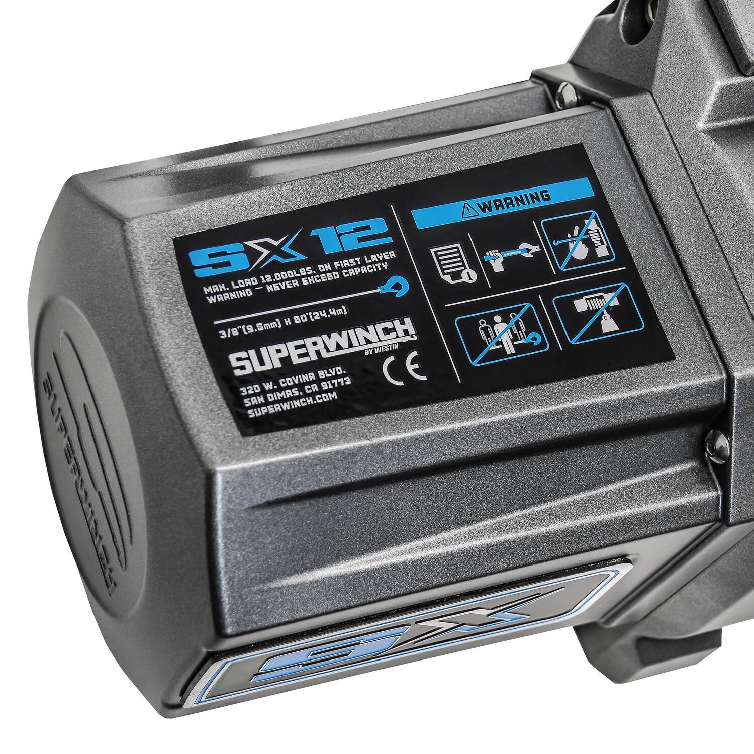SX12SR 12000lb 12V DC Winch with Synthetic Rope Graphite - 1712201