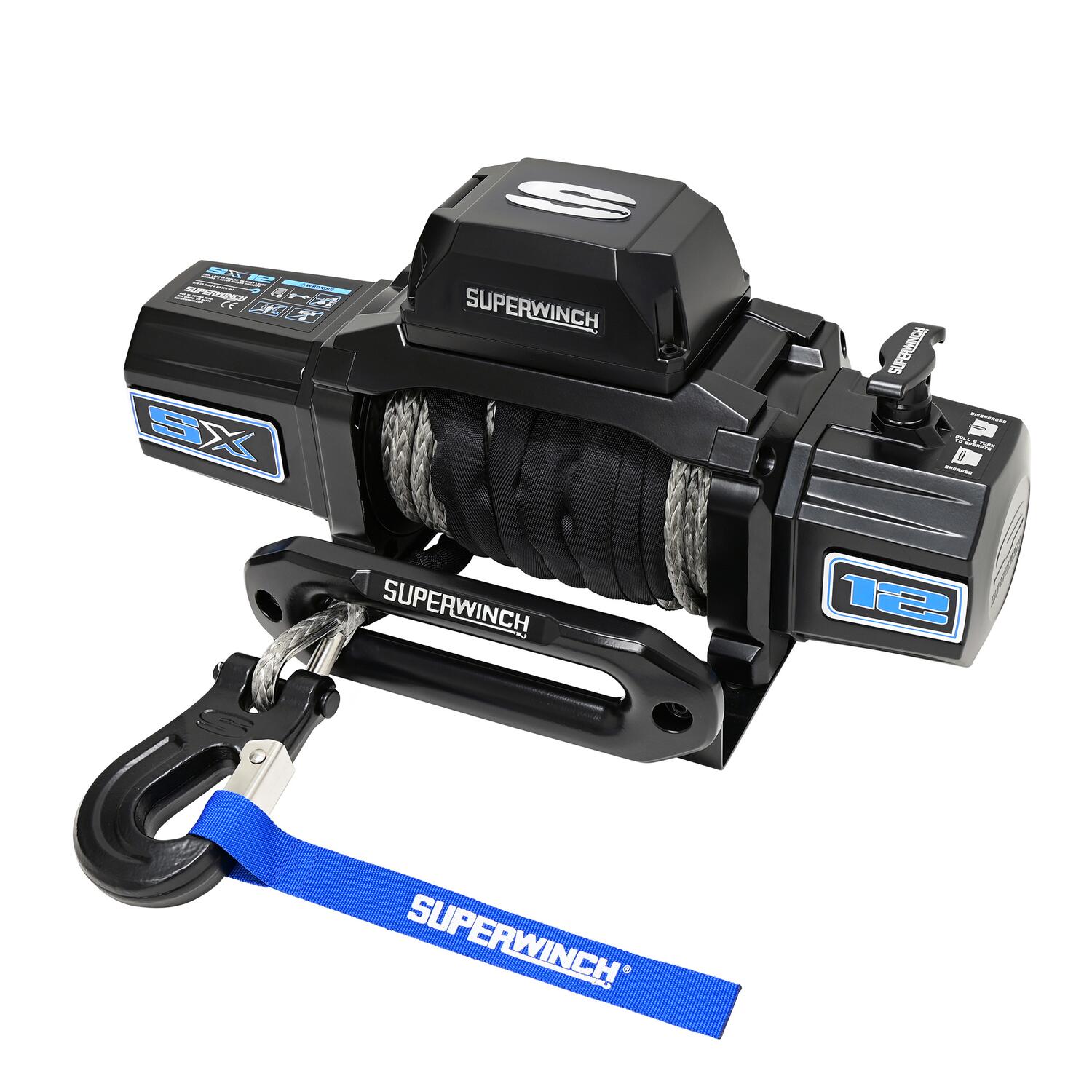 SX12SR 12000lb 12V DC Winch with Synthetic Rope Black - 1712204