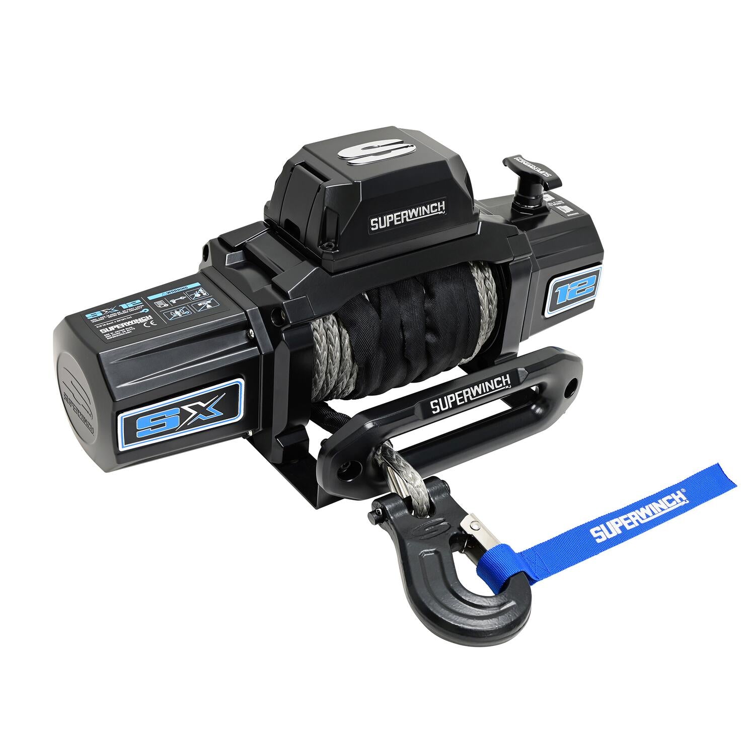SX12SR 12000lb 12V DC Winch with Synthetic Rope Black - 1712204