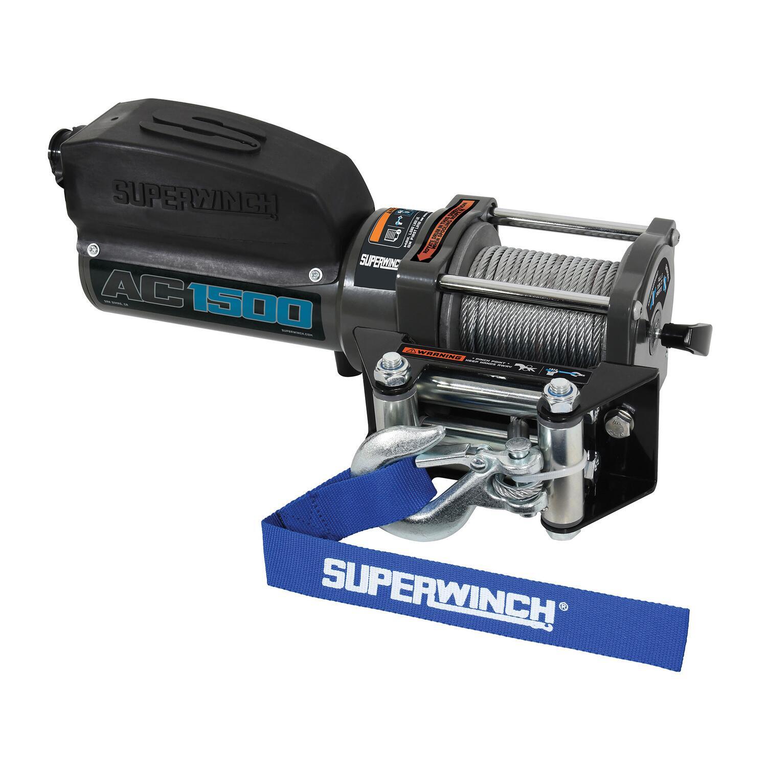 AC 1500 120V AC Winch with Steel Wire Rope Black - 1715001
